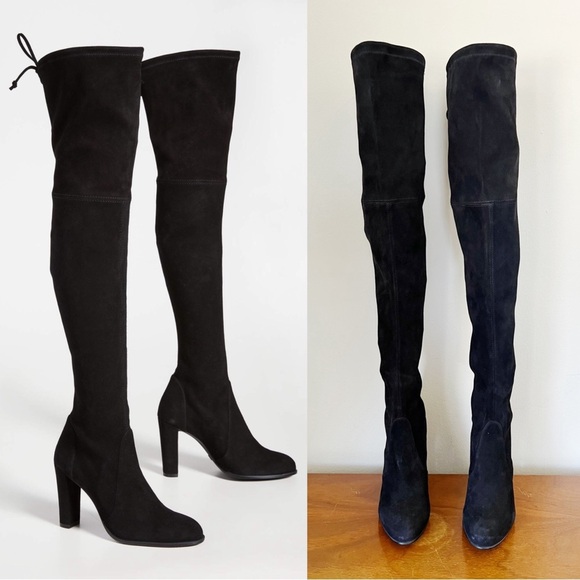 Stuart Weitzman • Highland Boot over the knee thigh high black suede heeled - Picture 3 of 13
